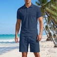 thumbnail image 1 of SOOMLON Mens Beach Outfits Sets Big and Tall Short Sleeve Collared Shirts Drawstring Shorts Lightweight Two Piece Sets, 1 of 8