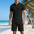 thumbnail image 1 of SOOMLON Mens Beach Outfits Sets Big and Tall Short Sleeve Collared Shirts Drawstring Shorts Lightweight Two Piece Sets, 1 of 8