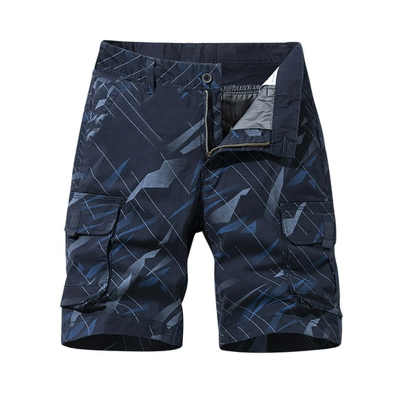 SOOMLON Mens Cargo Shorts Work Shorts Regular Fit Hiking Shorts Bohemian Shorts Plus Size Cargo Shorts Pockets Summer Beach Shorts Blue XXXXL