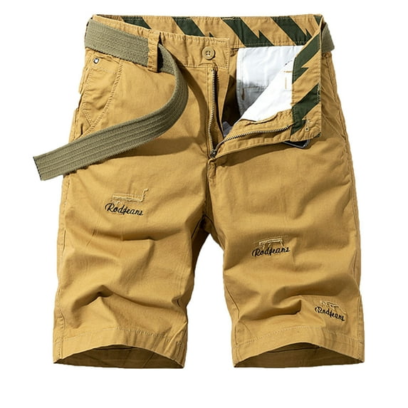 SOOMLON Mens Casual Cargo Shorts Outdoor Work Shorts Pocket Casual Shorts Zipper Shorts Yellow 32
