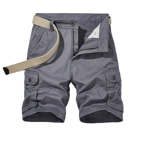 SOOMLON Mens Casual Cargo Shorts Outdoor Work Shorts Pocket Y2k Shorts Zipper Zipper Button Crop Cargo Shorts Gray M