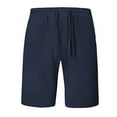 thumbnail image 1 of SOOMLON Mens Casual Shorts Summer Beach Golf Shorts Drawstring Casual Shorts Pocket Cotton Linen Elastic Waist Straight Shorts Sport Pants Navy S, 1 of 8
