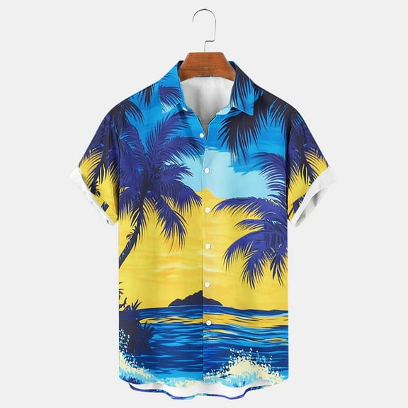 SOOMLON Mens Hawaiian Shirts Short Sleeve Casual Button Down Tropical Beach Shirt Vacation Shirt 2XL