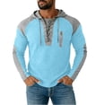 thumbnail image 1 of SOOMLON Mens Hoodies Pullover Big and Tall Long Sleeve Tie Neck Pullover Waffle Color Block Sweatshirts Fall Fashion Wear, 1 of 8