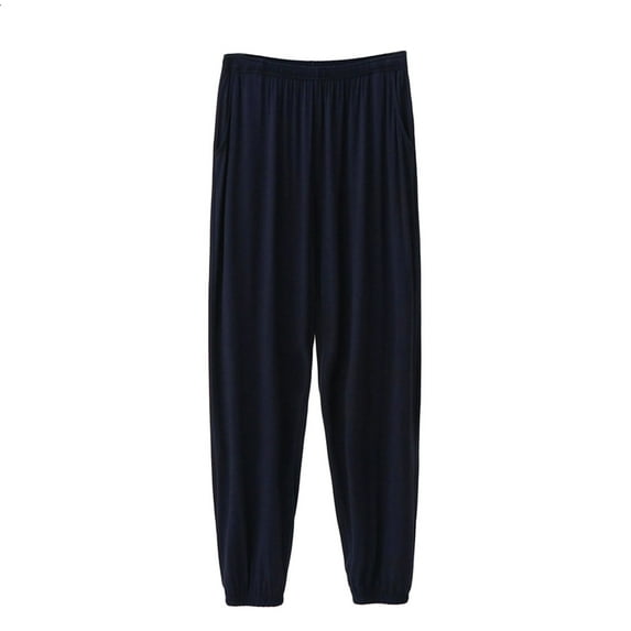 SOOMLON Mens Pajama Pants Clearance Under $10 Plus Size Cozy Cotton Solid Pajama Bottoms Adult Tall Warm Winter Lounge Sleepwear Pjs Pants Stretchy Cozy Joggers Nightwear with Pockets Navy 4XL