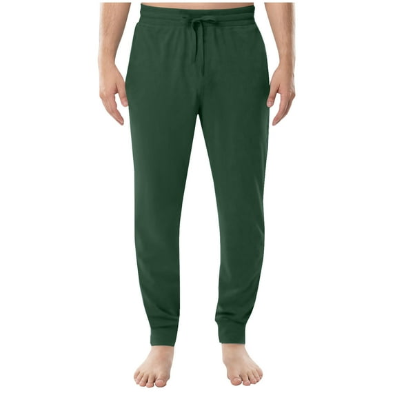 SOOMLON Mens Pajama Pants Clearance Under $10 Cozy Plush Solid Pajama Bottoms Adult Loose Warm Winter Fuzzy Lounge Sleepwear Pjs Pants Drawstring Cozy Leggings Nightwear with Pockets Green XL