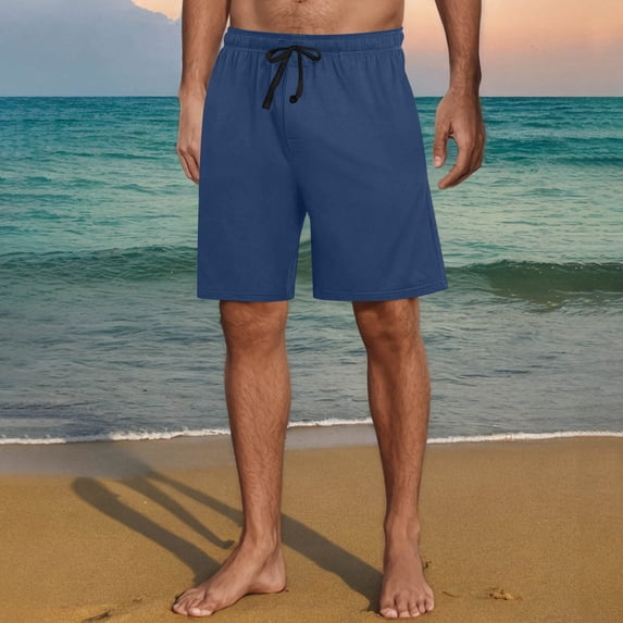 SOOMLON Mens Pajamas Shorts with Drawstring Big and Tall Boxer Shorts Lightweight Solid Sleepwear Summer Vacation Wear