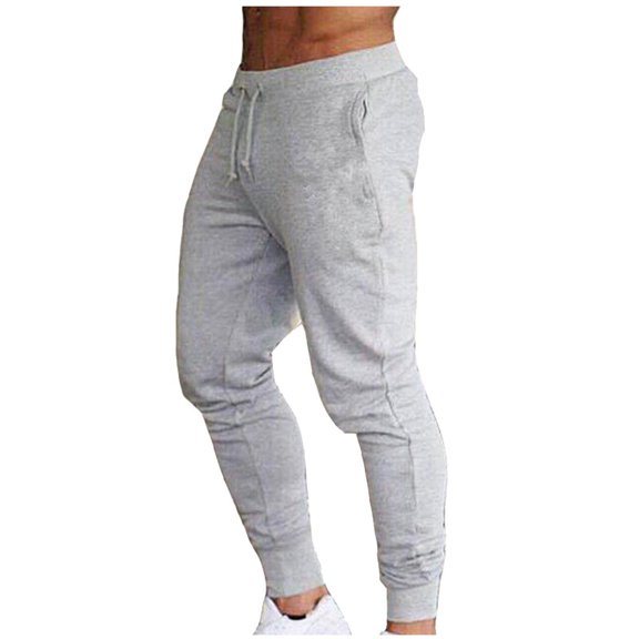 SOOMLON Mens Pants Festival Pants Tight Fit Elastic Waist Fitness Sport Pants Gray XXL
