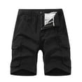 thumbnail image 1 of SOOMLON Mens Shorts Casual Classic Fit Summer Beach Shorts Pocket Summer Shorts Zipper Zipper Button Elastic Waist Crop Cargo Shorts Black M, 1 of 3