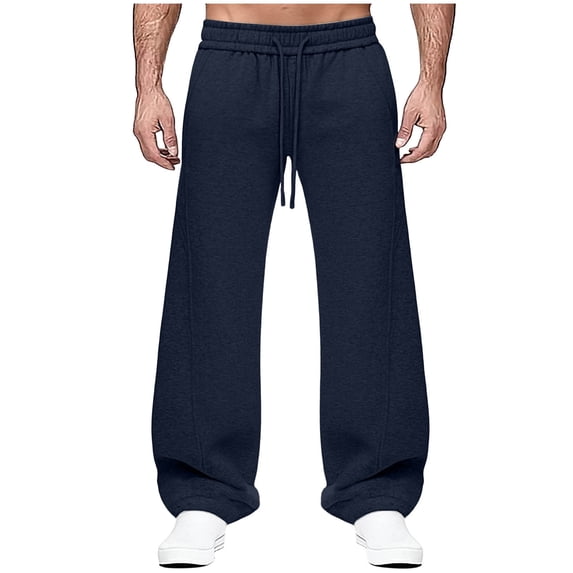 SOOMLON Mens Sweatpants Open Bottom Big and Tall Long Pants Elastic Waist Drawstring Trouser Wrinkle Resistant Pants