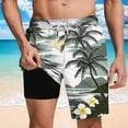 thumbnail image 1 of SOOMLON Mens Swim Trunks 2 in 1 Quick Dry Double Layer 11" Inseam Swim Shorts Palm Tree Board Shorts Hawaiian Shorts, 1 of 6