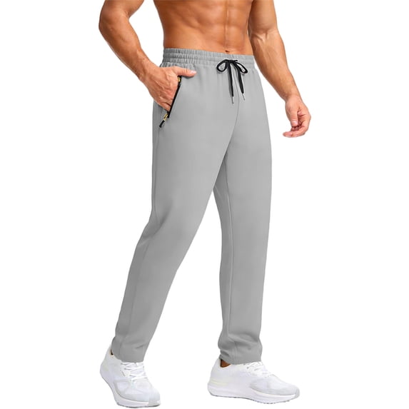 SOOMLON Mens Trousers Elastic Waist Big and Tall Cropped Pants with Zipper Cooling Lightweight Pants Athleisure Pants