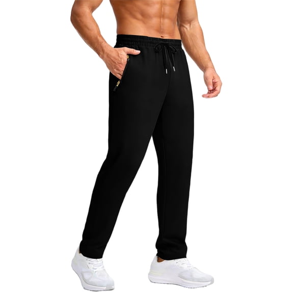 SOOMLON Mens Trousers Elastic Waist Big and Tall Cropped Pants with Zipper Cooling Lightweight Pants Athleisure Pants
