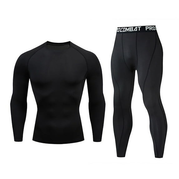 SOOMLON Mens Uniform Set Shirt Sweatpants Sets Sport Top Formal Pants Quick Drying Fitness Two Piece Long Sleeve Trousers Black XL