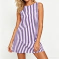 thumbnail image 1 of SOOMLON Mini Dresses for Women Sleeveless Plus Size Sundress Boat Neck Zipper Striped Short Dress Vacation Tank Dress, 1 of 6