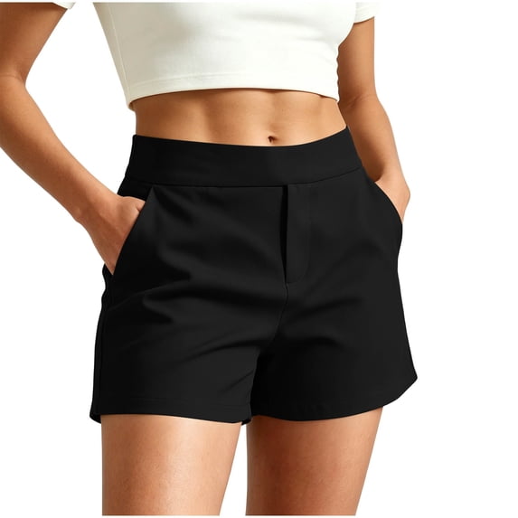 SOOMLON Mini Shorts for Women Plus Size Elastic Waist Cut off Shorts Stretch Work Shorts with Pockets Workout Clothes