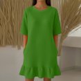 thumbnail image 1 of SOOMLON Mini Sundresses for Women Plus Size Short Sleeve Ruffle Mini Dress Tunic Waffle Sundress Fashion Tshirt Dress, 1 of 6