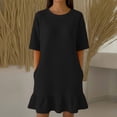 thumbnail image 1 of SOOMLON Mini Sundresses for Women Plus Size Short Sleeve Ruffle Mini Dress Tunic Waffle Sundress Fashion Tshirt Dress, 1 of 6