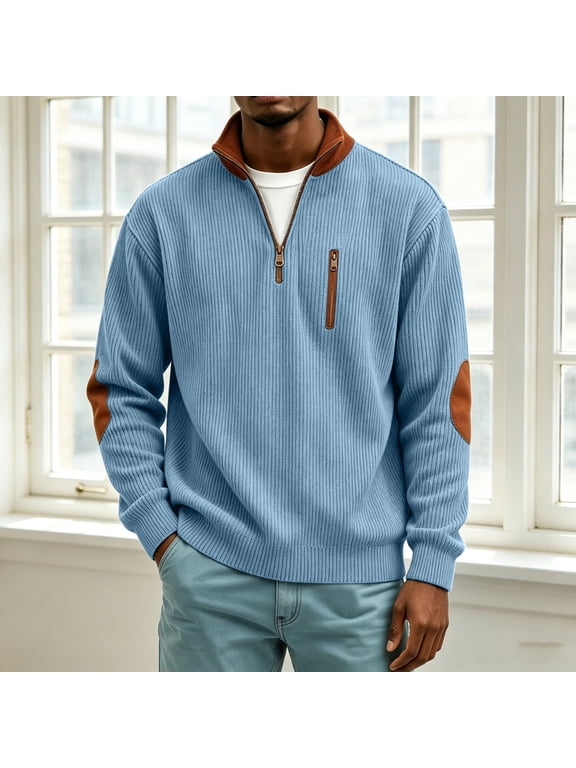 Oversized Sweatshirt Men Big and Tall Mock Neck 1/4 Zip Pullover Corduroy Long Sleeve Shirts Fall Fashion Wear