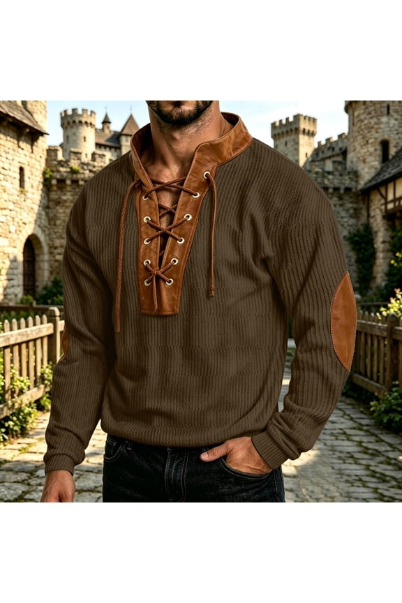 Oversized Sweatshirt Men Big and Tall Tie Turtleneck Shirts Corduroy Ribbed Long Sleeve Top Warm Fashion Clothes