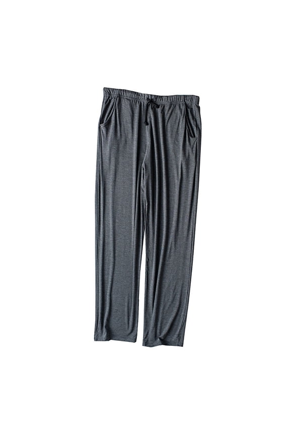 Pajama Pants Men Comfy Solid Pajama Bottoms Adult Tall Thin Winter Lounge Sleepwear Night Pants Drawstring Stretchy Soft Straight Leg Pants Loungewear Dark Gray XL