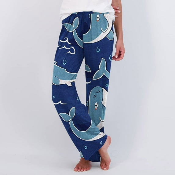 SOOMLON Pajama Pants for Women Clearance Soft Funny Graphic Pajama Bottoms Adult Tall Warm Winter Lounge Sleepwear Sleep Pants Stretchy Comfy Straight Leg Pants Night Clothes Colorful L