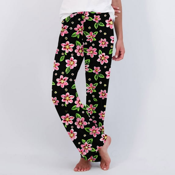 SOOMLON Pajama Pants Women Comfy Cute Graphic Pajama Bottoms Adult Petite Warm Winter Lounge Sleepwear Night Pants Stretchy Soft Straight Leg Pants Loungewear Colorful XL