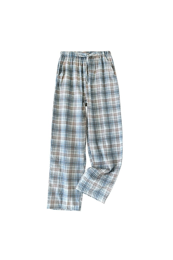 Pajama Pants for Women Soft Cotton Plaid Graphic Pajama Bottoms Couple Tall Warm Winter Lounge Sleepwear Sleep Pants Drawstring Comfy Straight Leg Pants Night Clothes Blue M