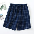 thumbnail image 1 of SOOMLON Pajama Shorts for Men Cute Pajama Bottoms Men's Lounge Sleep Shorts Beach Shorts Plaid Summer Elastic Waist Home Shorts Dark Blue L, 1 of 3