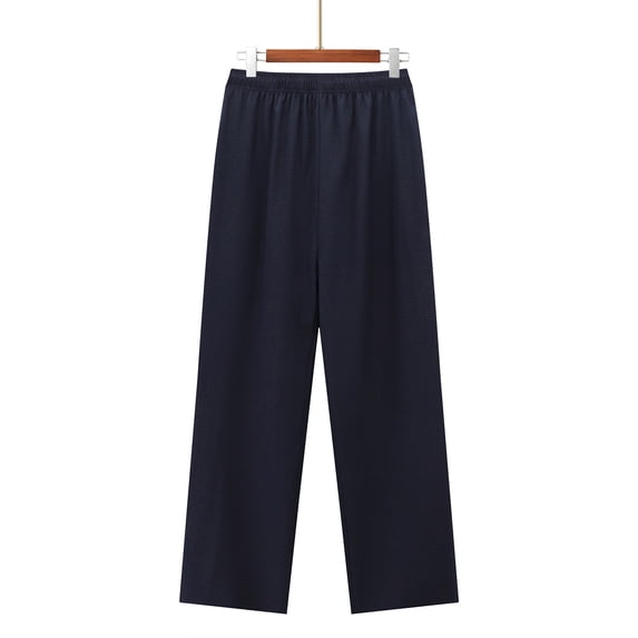 SOOMLON Pants for Men Loose Fit Big and Tall Trousers Elastic Waist Wide Leg Cropped Pants Casual Weekend Pants