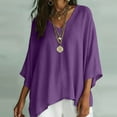 thumbnail image 1 of SOOMLON Peplum Blouses for Women Plus Size V Neck Dolman 3/4 Sleeve Shirts Loose Solid Ruched Tops Comfy Casual Clothes, 1 of 7