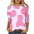 thumbnail image 1 of SOOMLON Pink Breast Cancer Survivor Gifts for Women Mom Cancer Awareness Pullover Tops Pink Ribbon Breast Cancer Awareness T-Shirt Breast Cancer Clothing Women 3/4 Sleeve Crew Neck L, 1 of 5