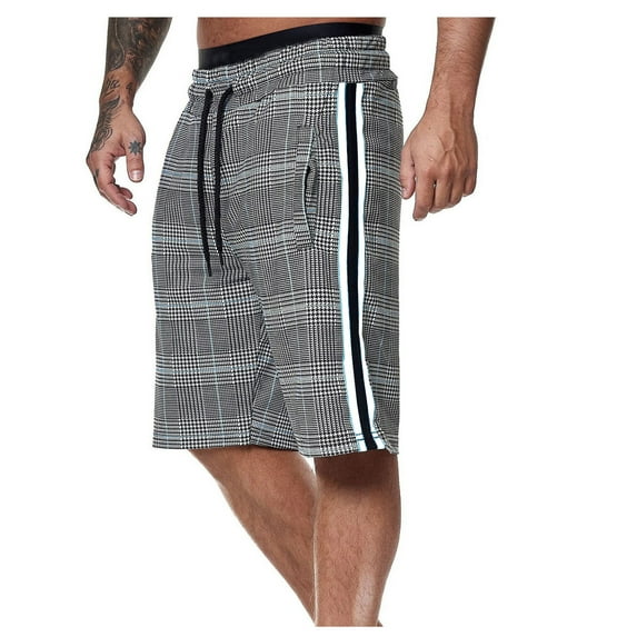 SOOMLON Running Shorts for Men Pocket Casual Shorts Sweatpants Elastic Sport Stripe Baggy Shorts Light blue XXL