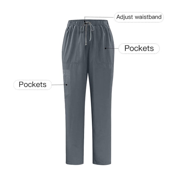 SOOMLON Scrub Pants for Men Big and Tall Drawstring Straight Leg Work Pant Loose Trousers with Pockets Comfywear Clothes