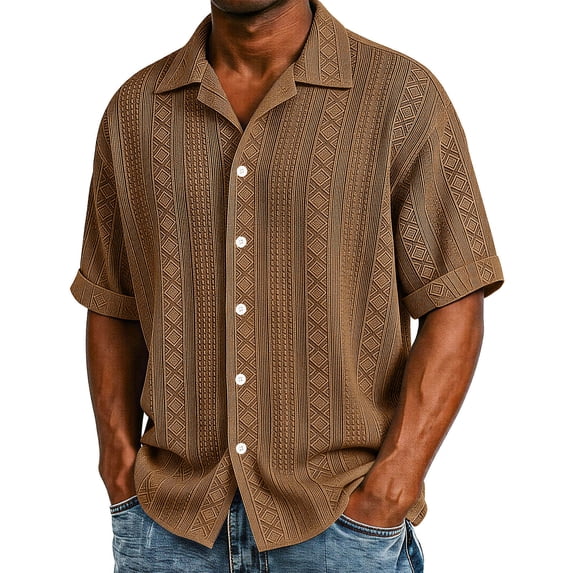 SOOMLON Short Sleeve Dress Shirts for Men Big and Tall Collar Button down Shirts Jacquard Dress Shirt Casual Weekend Wear