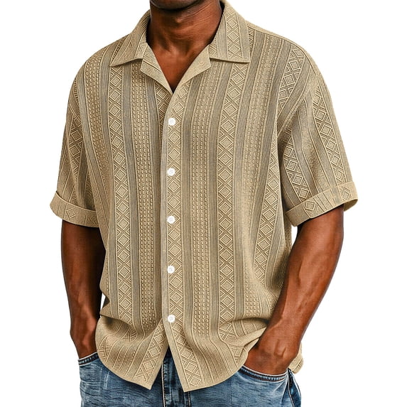 SOOMLON Short Sleeve Dress Shirts for Men Big and Tall Collar Button down Shirts Jacquard Dress Shirt Casual Weekend Wear