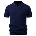 thumbnail image 1 of SOOMLON Short Sleeve Dress Shirts for Men V Neck Lapel Shirt Textured Knit Jacquard Pullover Casual Summer Work Clothes, 1 of 4