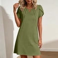 thumbnail image 1 of SOOMLON Short Summer Dresses for Women Plus Size Slit Neck Petal Sleeve Mini Dress Ruched Sundress Vacation Dresses, 1 of 6