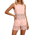 thumbnail image 1 of SOOMLON Shorts Sets Women 2 Piece Outfits Plus Size Crew Neck Sleeveless Shirts Cutout Shorts with Pockets Matching Set, 1 of 6
