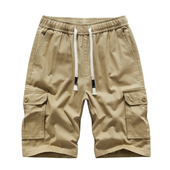 SOOMLON Shorts for Men Summer Casual Outdoors Casual Sport Shorts Drawstring Y2k Shorts Pocket Summer Overalls Plus Size Sport Shorts Khaki L