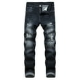 thumbnail image 1 of SOOMLON Straight Fit Men's Jean Ripped Casual Pants Zipper Zipper Trousers Ripped Jeans Black L, 1 of 8