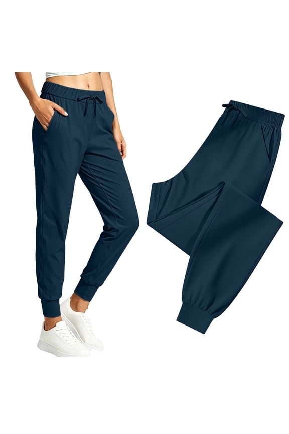 Stretchy Pants for Women Plus Size Drawstring Jogger Nylon Quick Dry Sweatpant with Pockets Summer Workout Pants