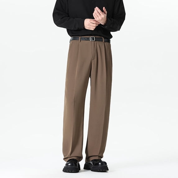 SOOMLON Suit Pants for Men Big and Tall Comfy Button Draped Long Pants Dressy Work Pants Relaxed Fit Workwear Pants