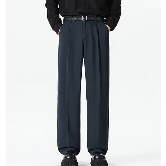 SOOMLON Suit Pants for Men Big and Tall Comfy Button Draped Long Pants Dressy Work Pants Relaxed Fit Workwear Pants