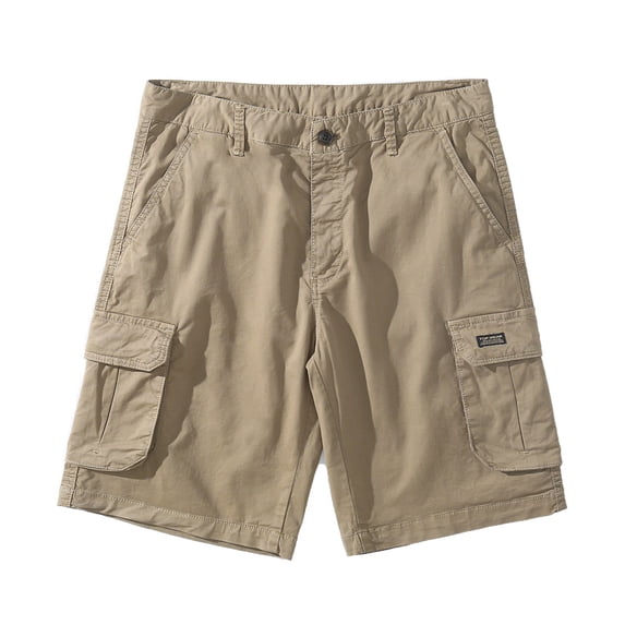 SOOMLON Summer Casual Shorts for Men Sport Athletic Printed Shorts Zipper Summer Shorts Workwear Shorts Slim Fit Straight Leg Outdoor Sports Shorts Khaki S