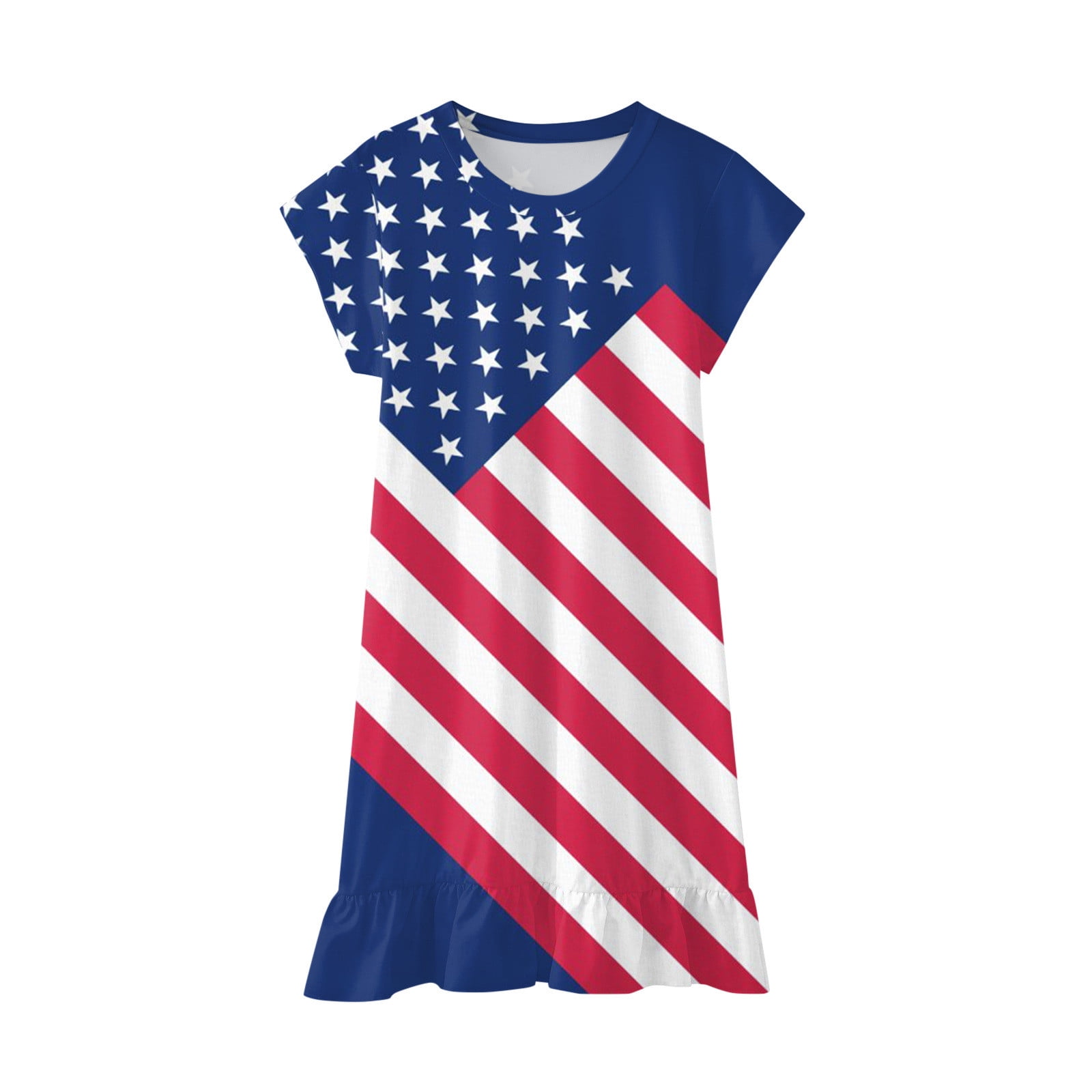 US Independence Day 2pcs Kid Girl Letter Love Print Short-sleeve Peplum Tee and Stars Print Capri Pants Set