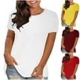 thumbnail image 1 of SOOMLON Tops for Women Plus Size 2025 Trendy Short Sleeve Crew Neck Tops Summer Dressy Casual Shirts Cute Petite White T Shirts Solid Tunic Lady Blouses Loose Pullover Tops XL, 1 of 1