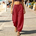 thumbnail image 1 of SOOMLON Trouser Pants for Women with Drawstring Plus Size Solid Balloon Pants Cropped Pants with Pockets Casual Outfits, 1 of 6