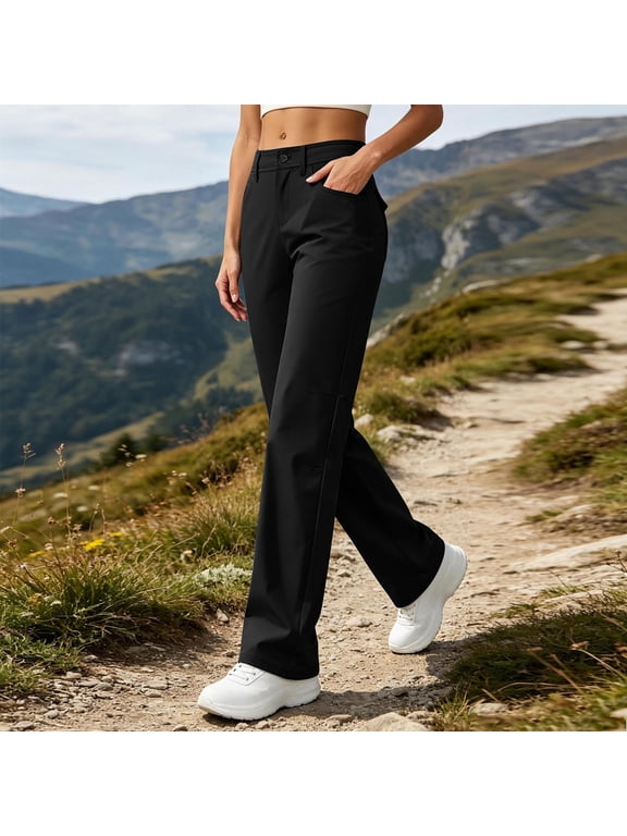 Trouser Pants for Women with Pockets Plus Size Button Straight Leg Golf Pants Cloth Ankle Pants Casual Bottoms