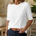 thumbnail image 1 of SOOMLON Tunic Tops for Women Plus Size Crew Neck Elbow Sleeve T Shirts Casual Pullover Top Elegant Fall Fashion Blouse, 1 of 7